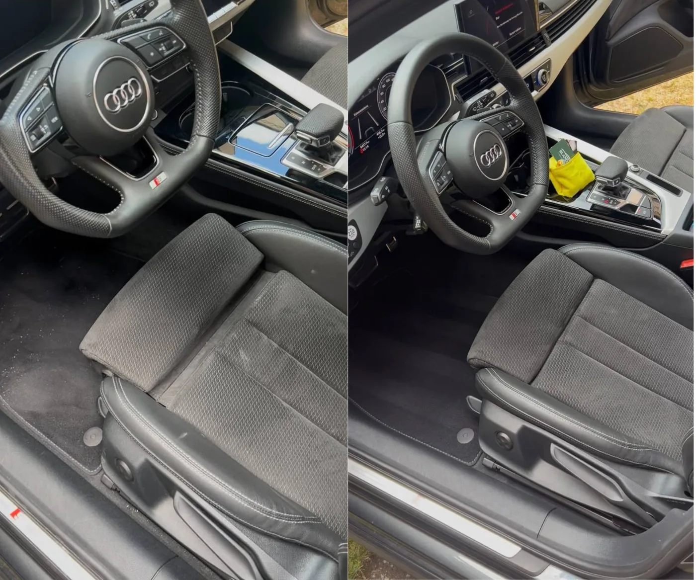 Innenaufbereitung eines Audi – Vorher-Nachher-Ergebnis